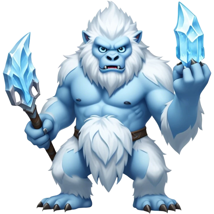 Cinematic Realistic WoW Yeti Portrait, captured in a dynamic, battle-ready stance, muscles rippling beneath dense fur of icy white and pale blue. His piercing ice-blue eyes blaze with raw power as frost clings to his form, rendered with dramatic natural lighting and high shine, exuding fierce, untamed strength in the midst of a wintry combat pose. emoji