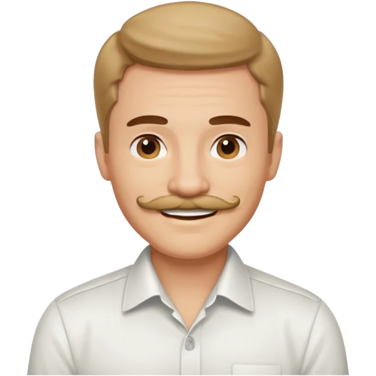 mustached man with medium hair and white shirt emoji