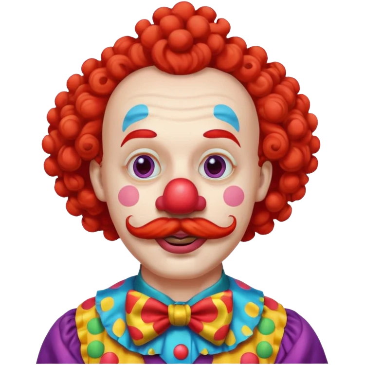 Classic clown — curly mustache, red nose emoji