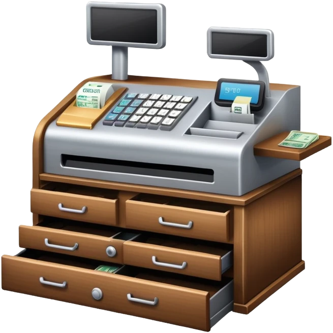 retail store checkout counter with cash register emoji