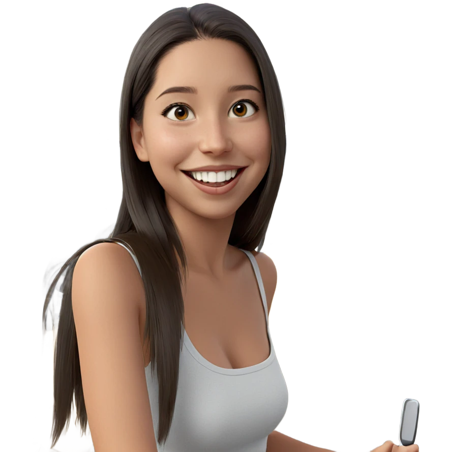 happy girl with a car emoji