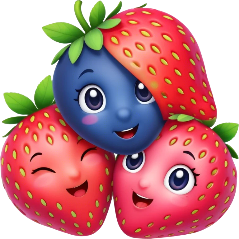 A cute strawberry and cute blueberry emoji
