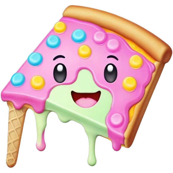 Melted neon kawaii pastel ice cream pizza slice emoji