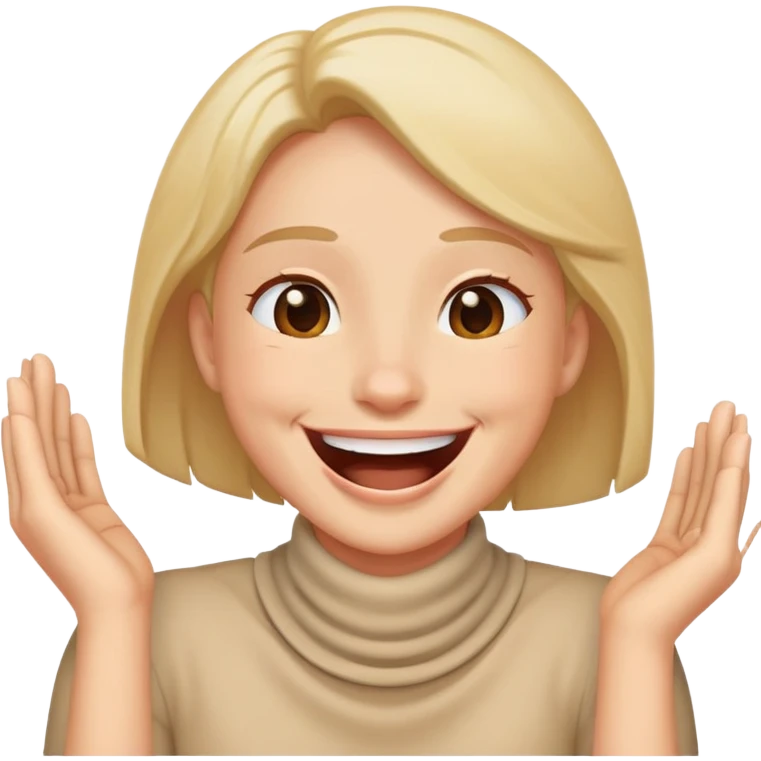 A person with hands arround neck laughing emoji