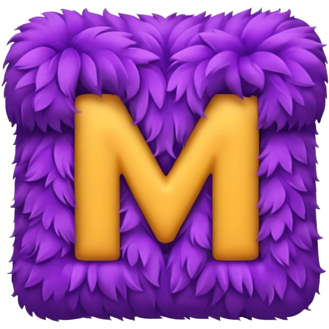 The fluffy letter M is purple in color emoji