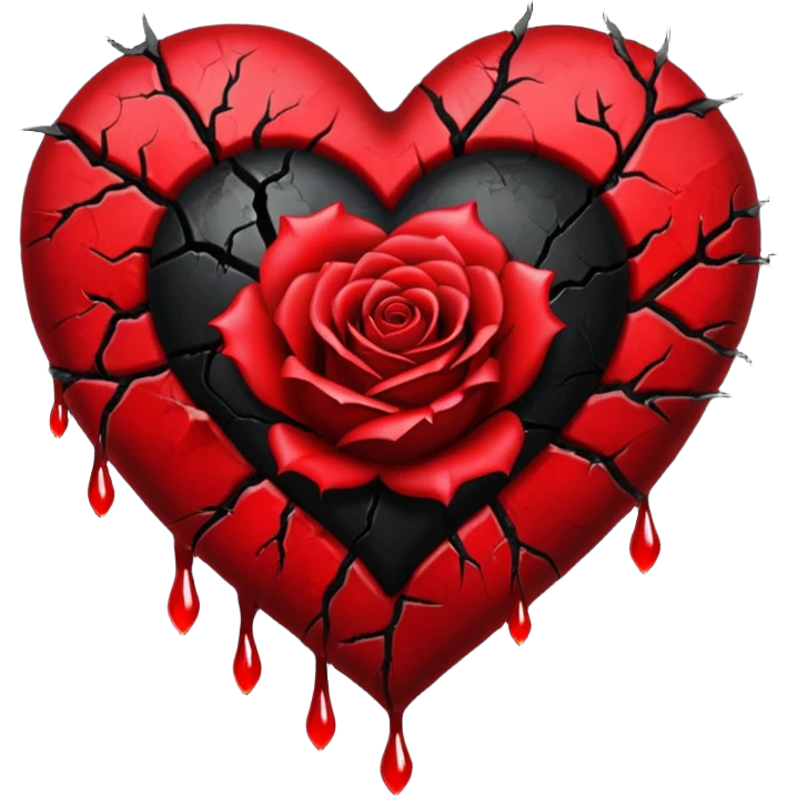 gothic heart with a bleeding rose emoji
