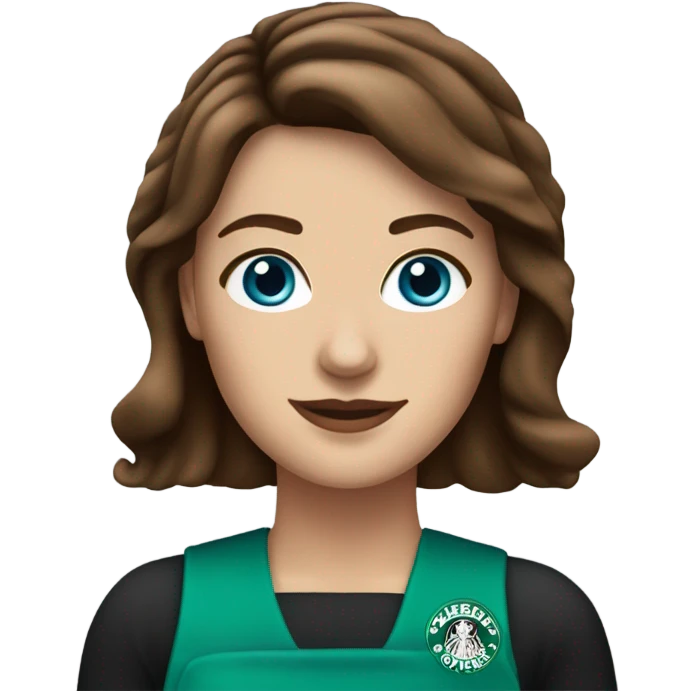 white female starbucks barista with brown hair and blue eyes emoji