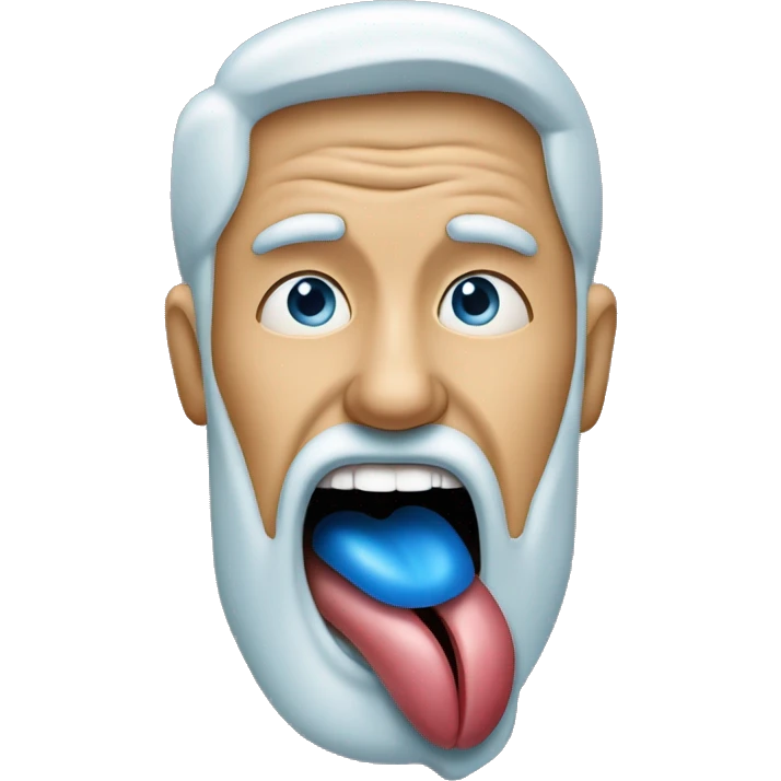 the tongue inside the man's mouth is blue  emoji