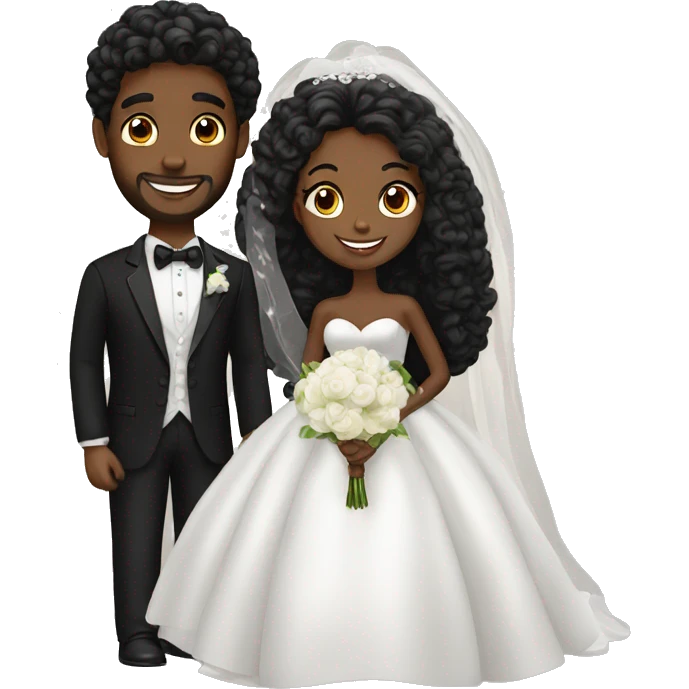 Handsome Jewish groom and beautiful black bride emoji