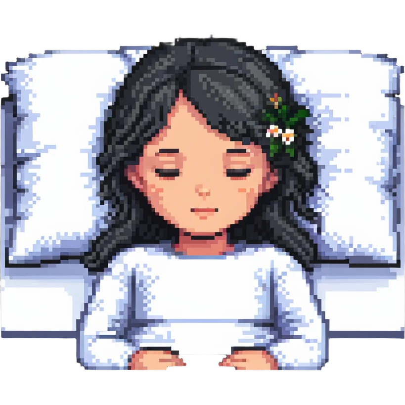 pixel art sleeping girl with peaceful expression emoji