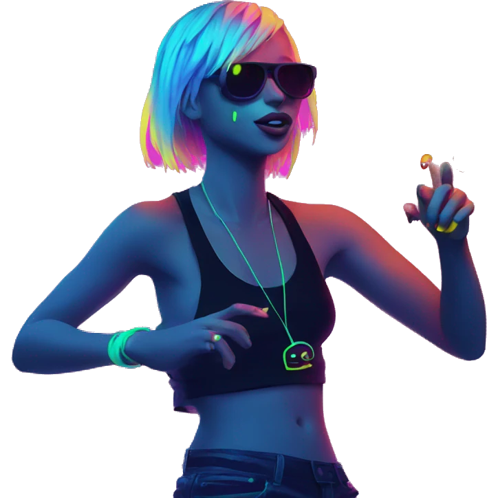Rave party dancing neon smoking emoji