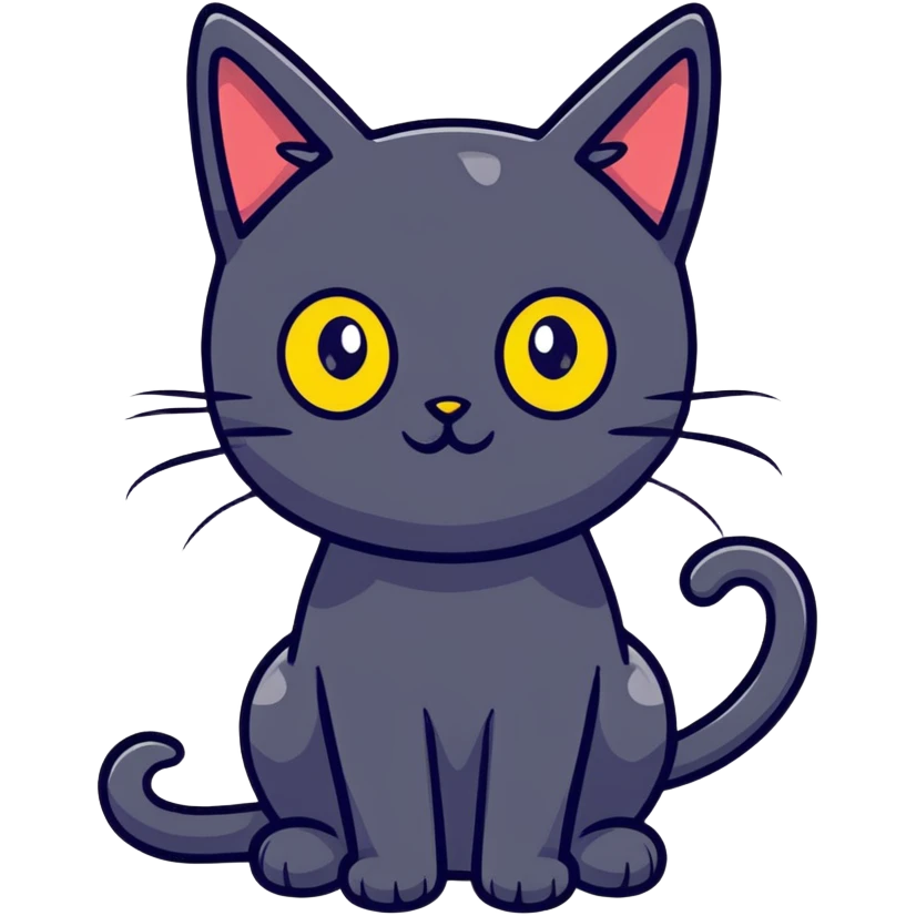 small black cat with yellow eyes emoji