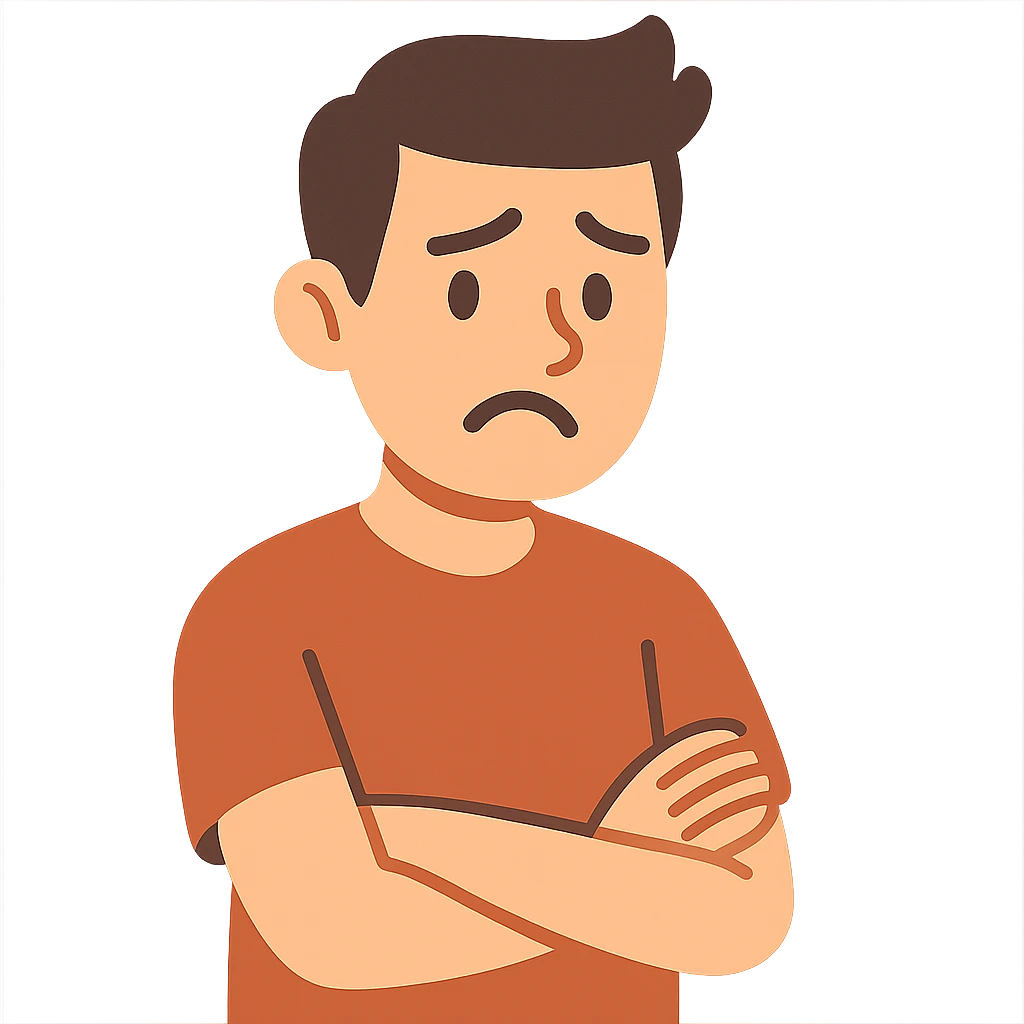 flat toon style disappointed young man emoji