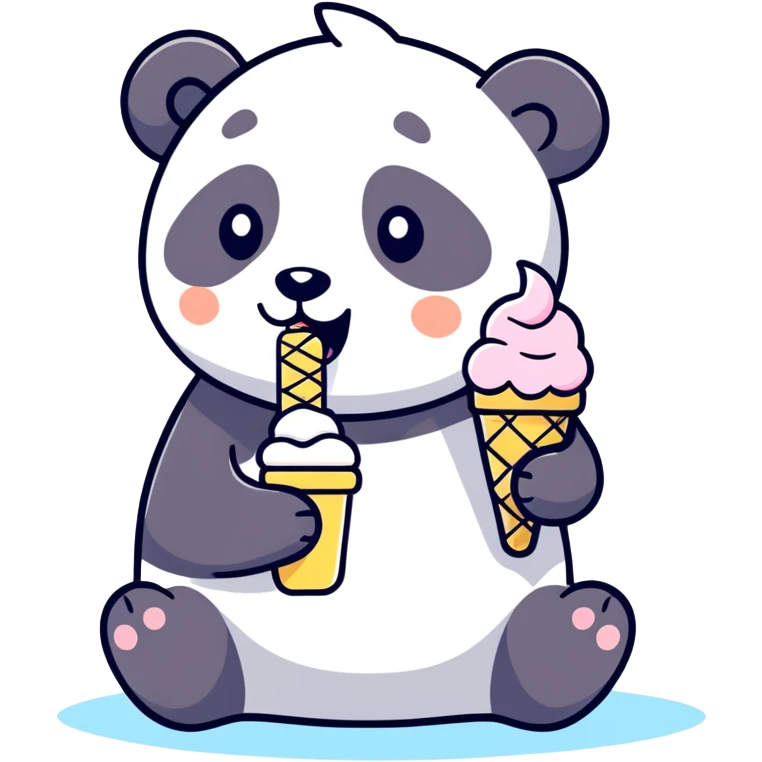Panda eating ice cream emoji