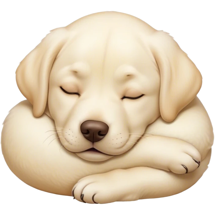 Meme-Worthy Cute Sleeping Cream Labrador Portrait Emoji, Head resting peacefully with a contented smile, showcasing a delightfully sturdy build and a luxuriously soft cream Fur, eyes shut in a serene nap, Simplified yet hilariously adorable features, highly detailed, glowing with a soft, drowsy light, high shine, relaxed and utterly lovable, stylized with an air of playful laziness, bright and heartwarming, soft glowing outline, capturing the essence of a comically sleepy companion, so meme-worthy it feels like it could instantly become the next viral sensation of adorable slumber! emoji