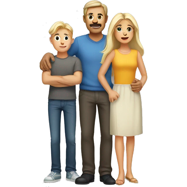 dark hair father and blond mother and two children emoji