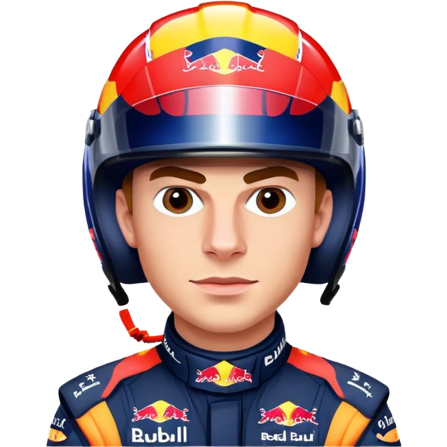 Max Verstappen with racing helmet and Red Bull colors, no text emoji