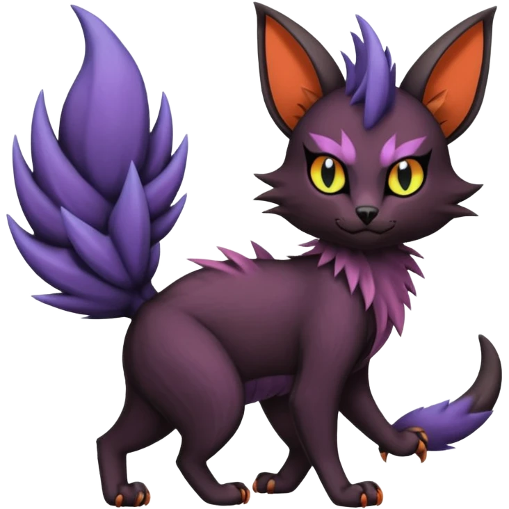 Black edgy cute Noivern-Noibat-Purloin-Torracat-Lykoi-Caracal-cat-Fakemon-fusion-hybrid-creature emoji