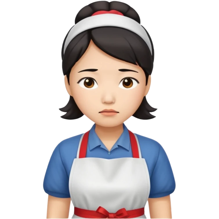 앞치마를 입은 실망감의 동양여자 emoji