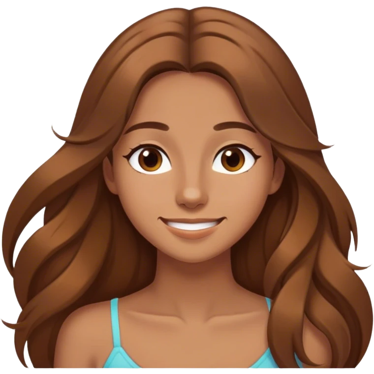 me female 26 brown long hair, happy and at ease and dreamy emoji