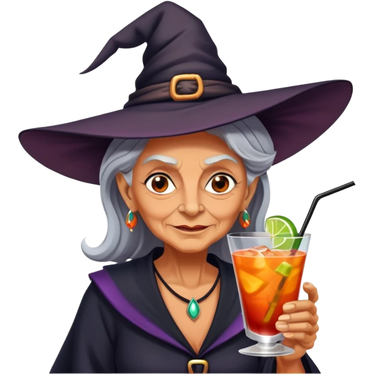 Alte Hexe mit Cocktail  emoji