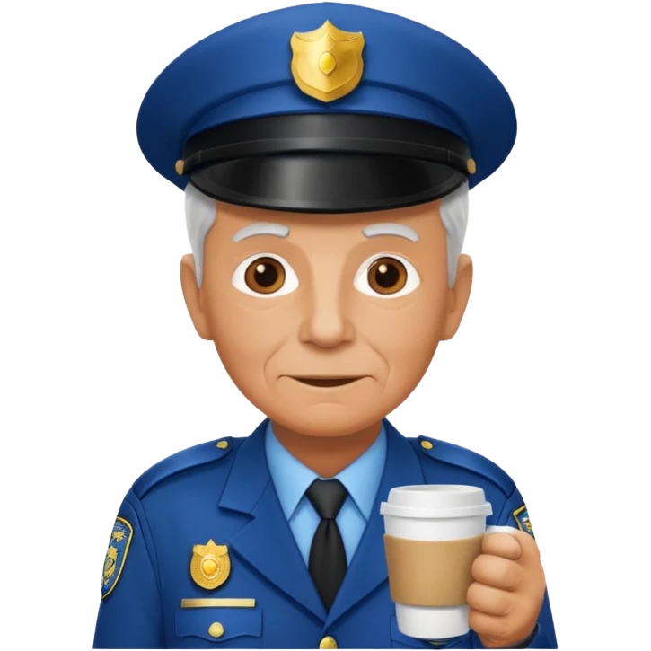 polition officer elderly with coffee emoji
