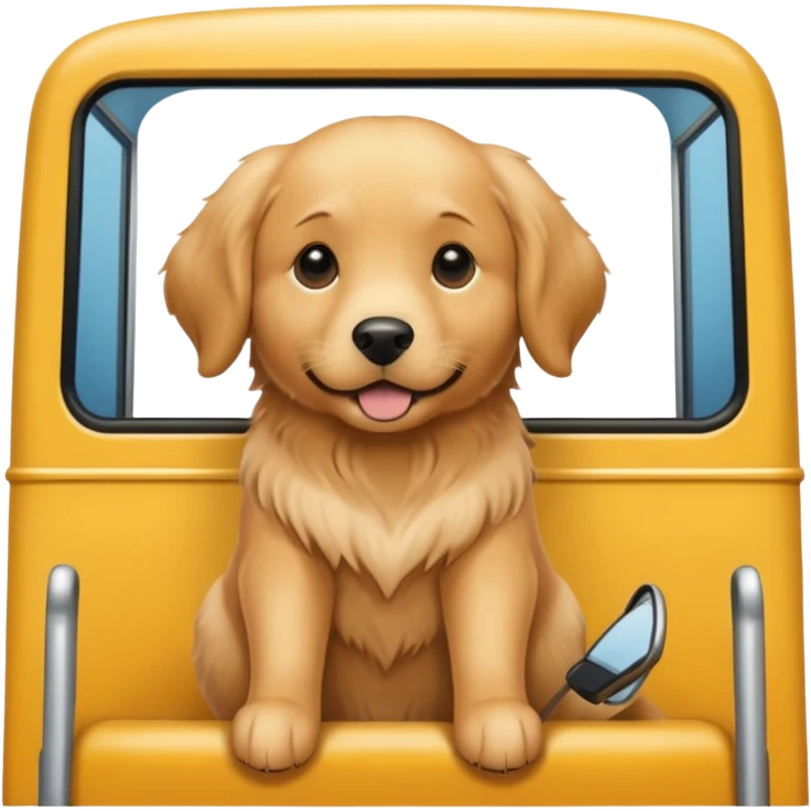 Golden retriever dog on a bus emoji