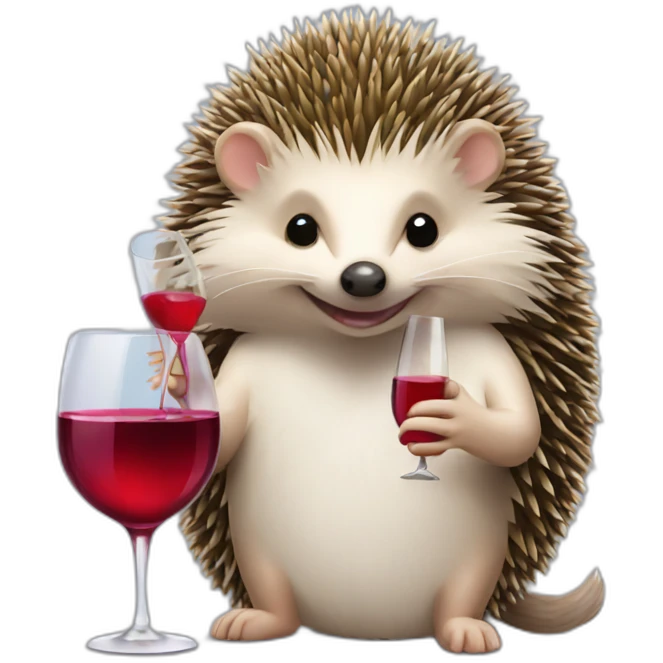 fancy hedgehog drinking wine emoji