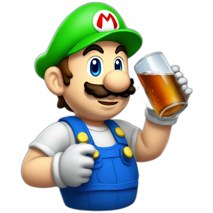 Mario plumber drinking alcohol emoji