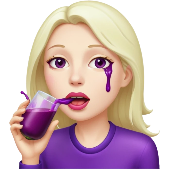 Women with dripping from her mouth after eating an eggplant emoji