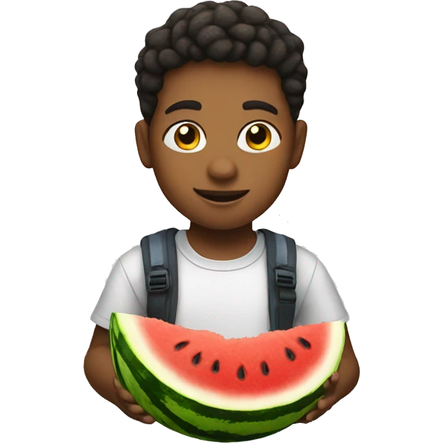 Kid with watermelon and chicken  emoji