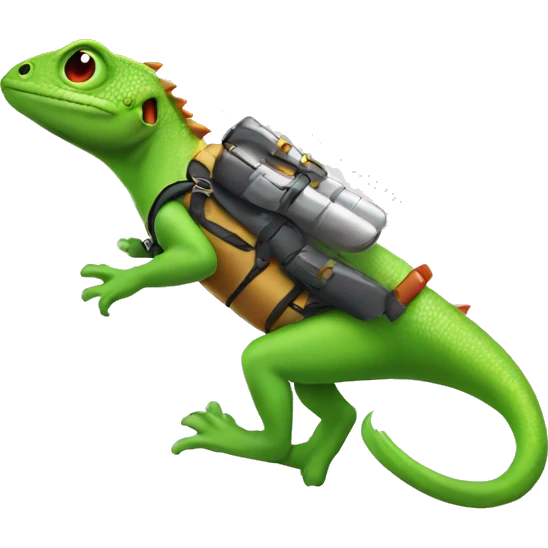lizard wearing a jetpack emoji