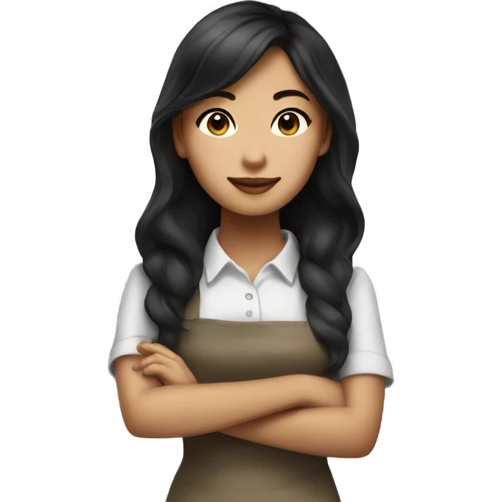 Beautiful asian young girl starbucks barista emoji