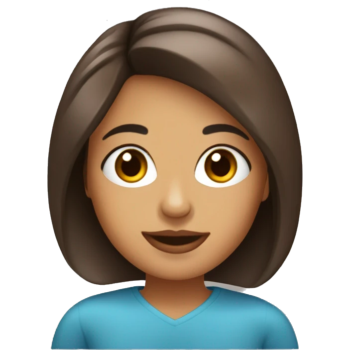 mujer cabello cafe con ojos azul emoji
