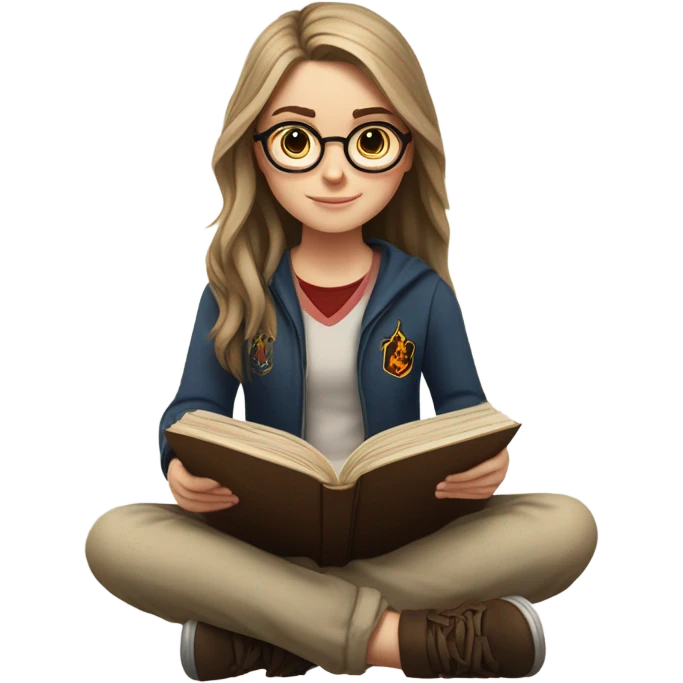 White girl reading Harry potter emoji