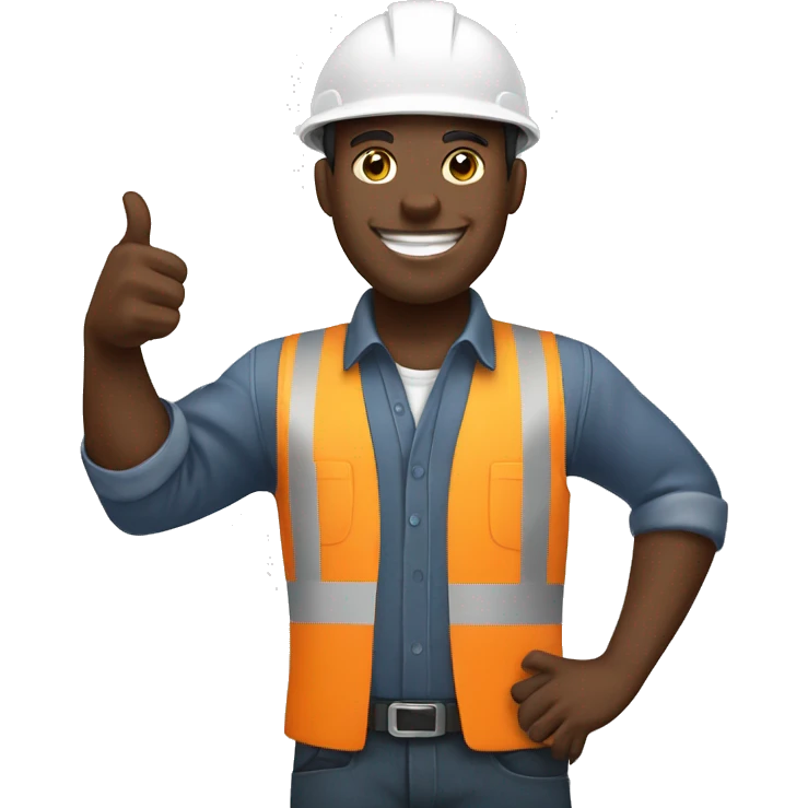 Happy black worker with helmet doing a thumbs up  emoji