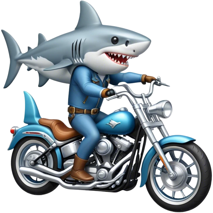 Shark riding a Harley.  emoji