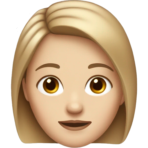 White girl with brown eyes v face and light brown hair emoji