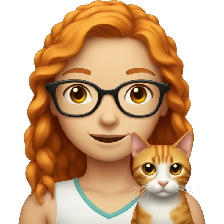 ginger girl with glasses and a cat emoji