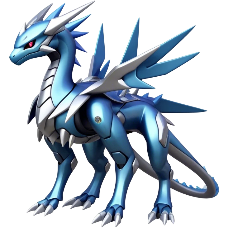 Cyborg-Kyurem-suicune-dialga-hybrid, full body, no wings, wingless, spiky emoji