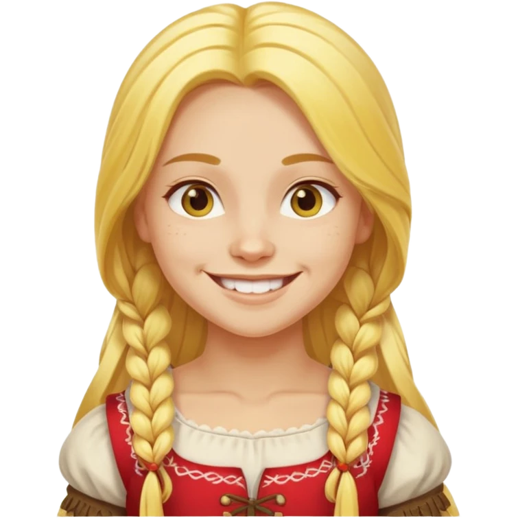 muscled girl from Poland in traditional Polish costume, long yellow hair emoji