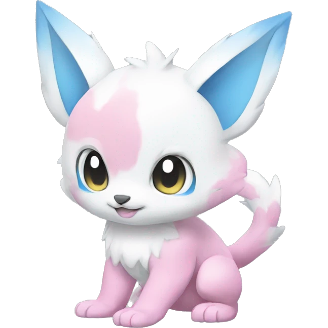 Cute cool white blue pink animal hybrid Fakemon full body emoji