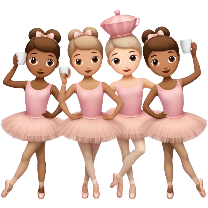 Ballerinas with a coffee cup head emoji