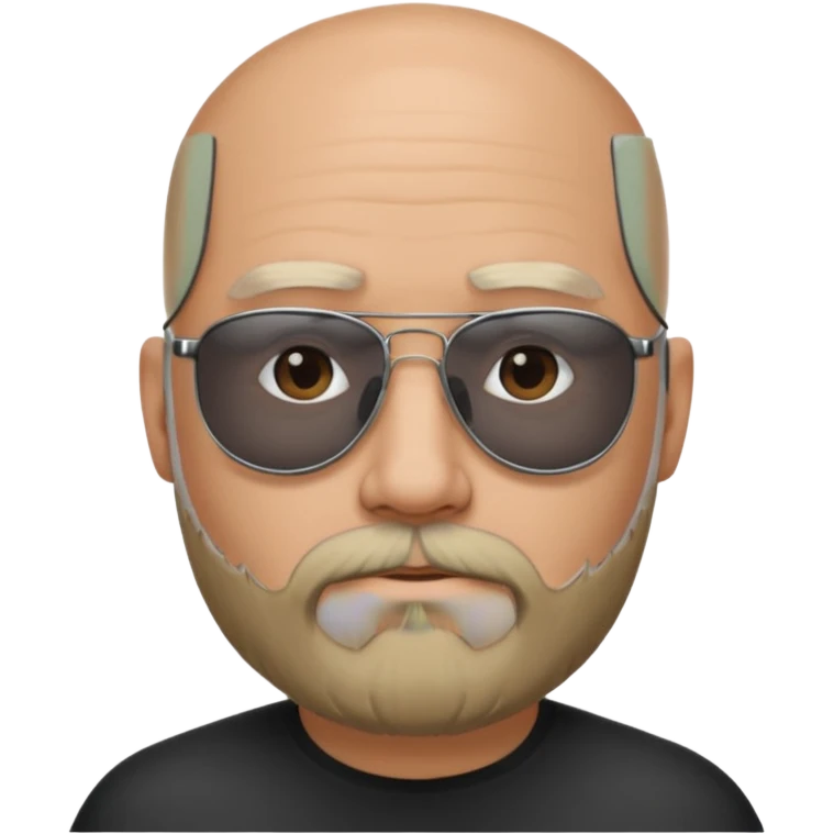 Bald man, wearing black opaque sunglasses, gray goatee beard emoji