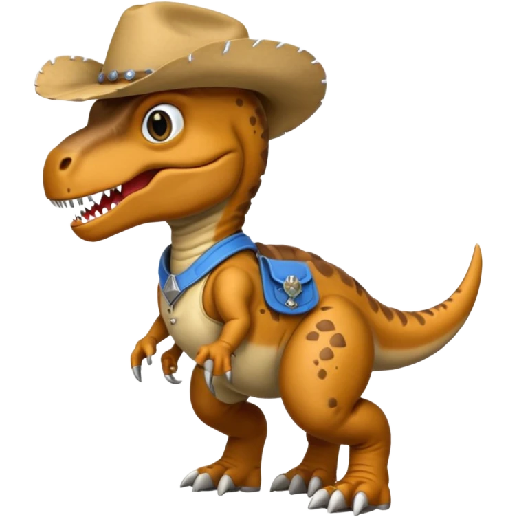 trex dinosaor with cowboy helmet with cowbot clothes emoji