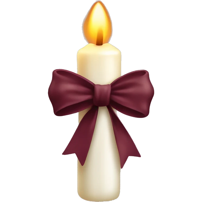 thin white candle with burgundy bow at the bottom  emoji