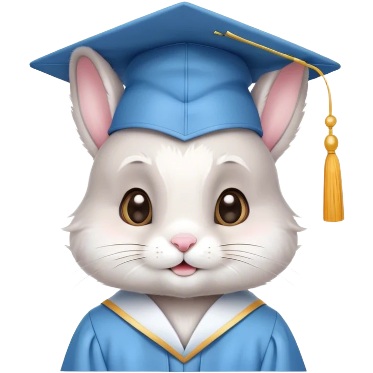 CUTE BUNNY in LIGHT BLUE graduation uniform graduation cap emoji