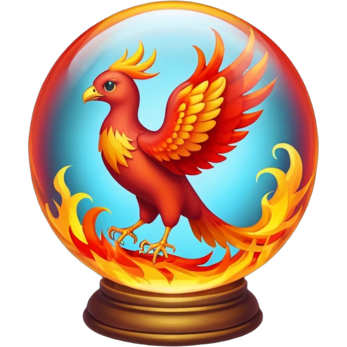 A phoenix inside a clear crystal ball emoji