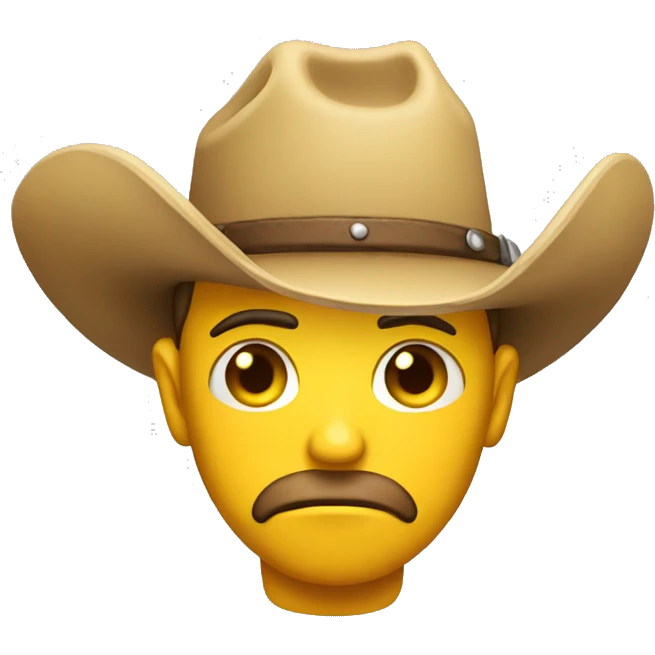 Sad cowboy yellow round head emoji