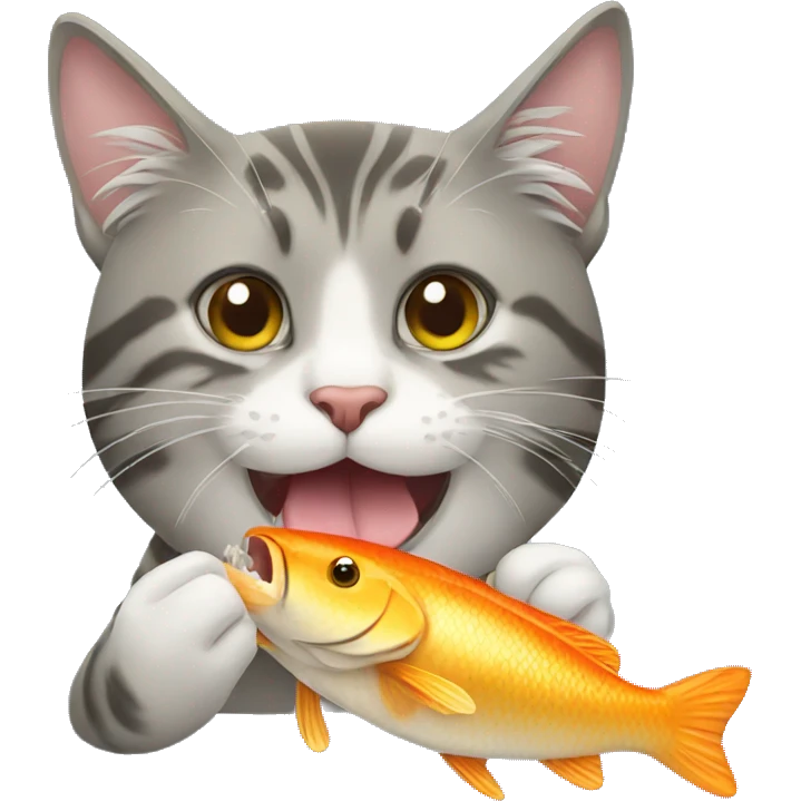 Cat eating a fish emoji